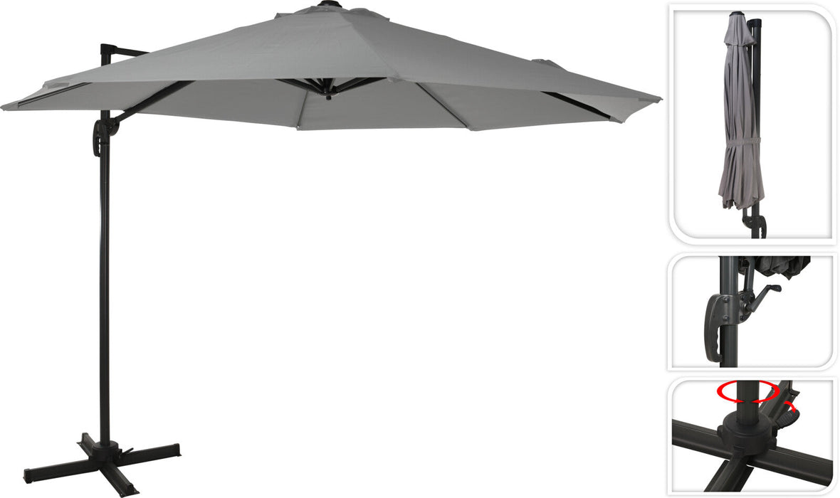 Sapienza Overhanging Parasol 3m Light Grey