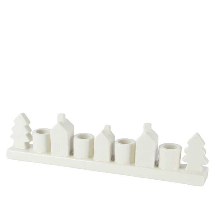 Kaemingk Candleholder Porcelain Retangle White (L.34.2Cm X W.4.8Cm X H.8.7Cm)