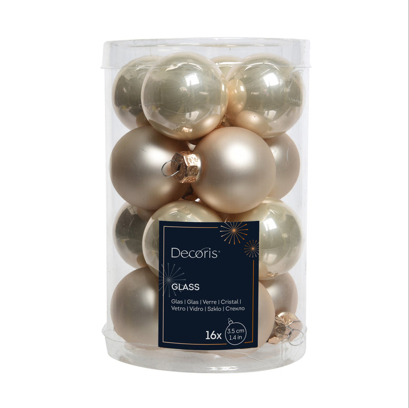 Kaemingk Glass Bauble – Enamel/Matt Mix. Pearl (Dia.3.5Cm)