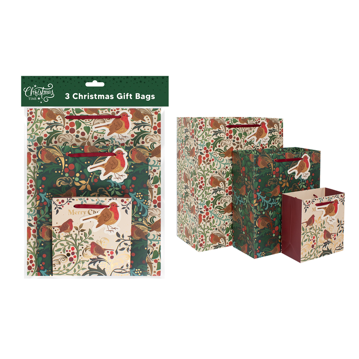 RSW Green Robin Gift Bags Pack Of 3