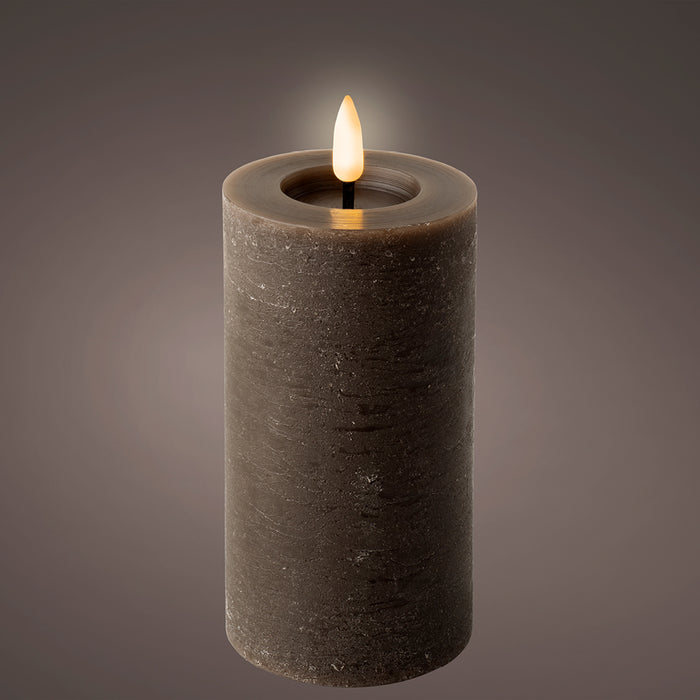 Kaemingk LED Wick Dark Brown Candle Flat Top (15.4cm)