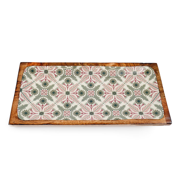 Sifcon 40X19Cm Grn & Pink Enamel Tray
