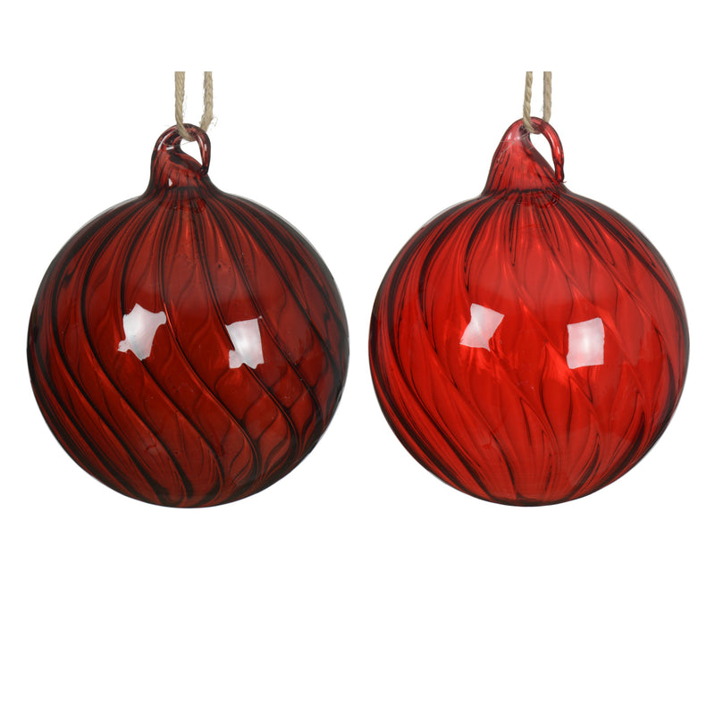 Kaemingk Bauble Glass Clear W Swirl 2Col Assorted (Dia.8Cm)