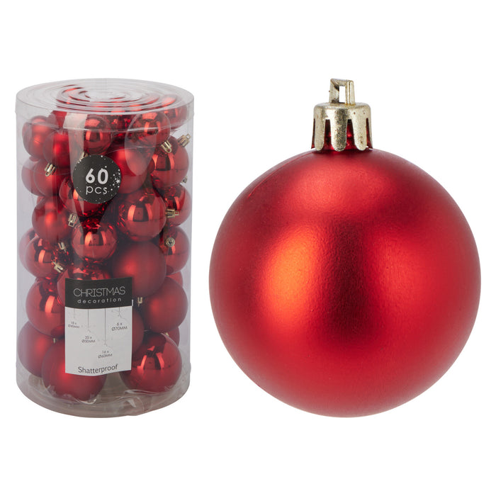 Koopman Xmas Balls Set 60Pcs Red