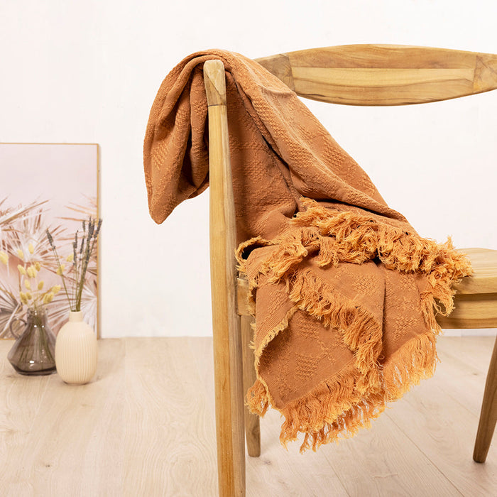 Kaemingk Cognac Cotton Throw 127cm x 150cm