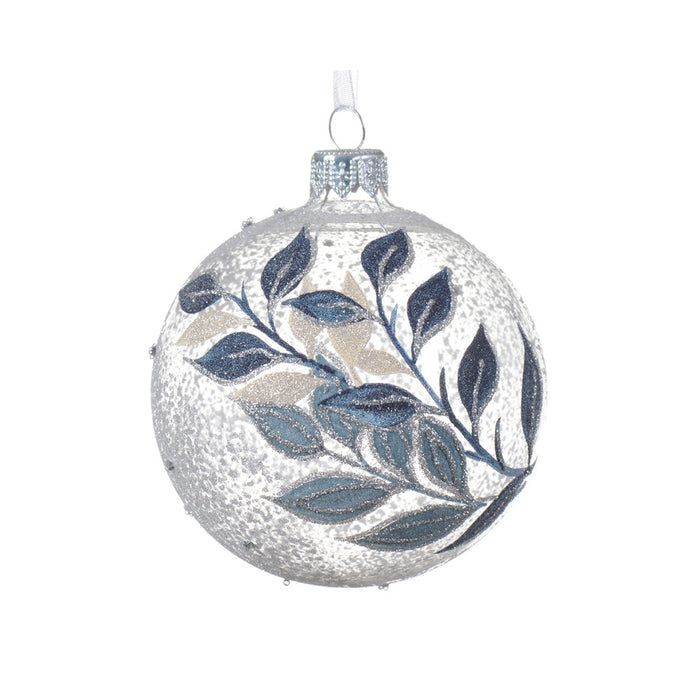 Kaemingk Glass Bauble – Clear, Branch With Leaves (Dia.8Cm)
