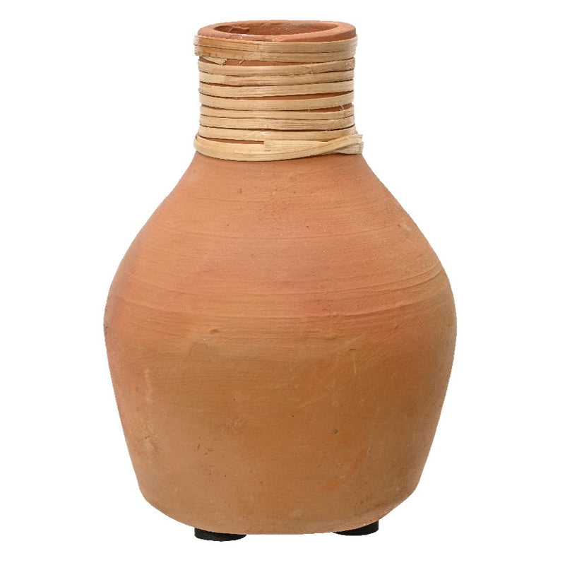 Kaemingk Terracotta Vase Clay Bamboo Neck