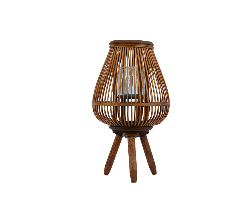 Kaemingk Round Lantern Bamboo H31Cm