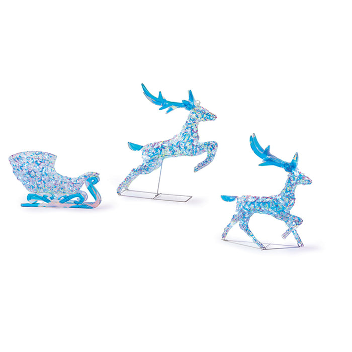 Premier Lit Iridescent Twist Sleigh With Reindeers (88cm)