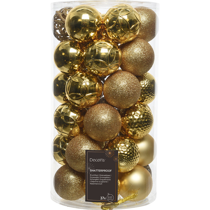 Kaemingk Polystyrene Bauble – Matt/Shiny/Glitter Mix, Light Gold (Dia.6Cm)