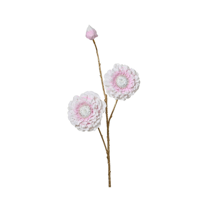 Kaemingk Spray Zinnia Off-White Glitter Edge (L.17Cm X W.9Cm X H.74Cm)