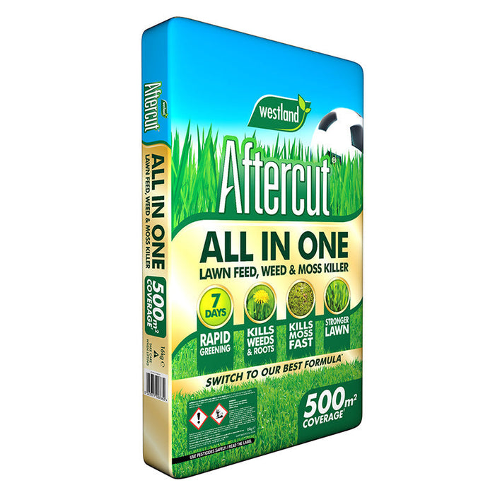 Aftercut All In One Lawn Feed, Weed & Moss Killer 500m2