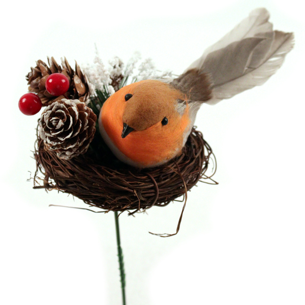 Jeno Floral Robin in Nest Pick