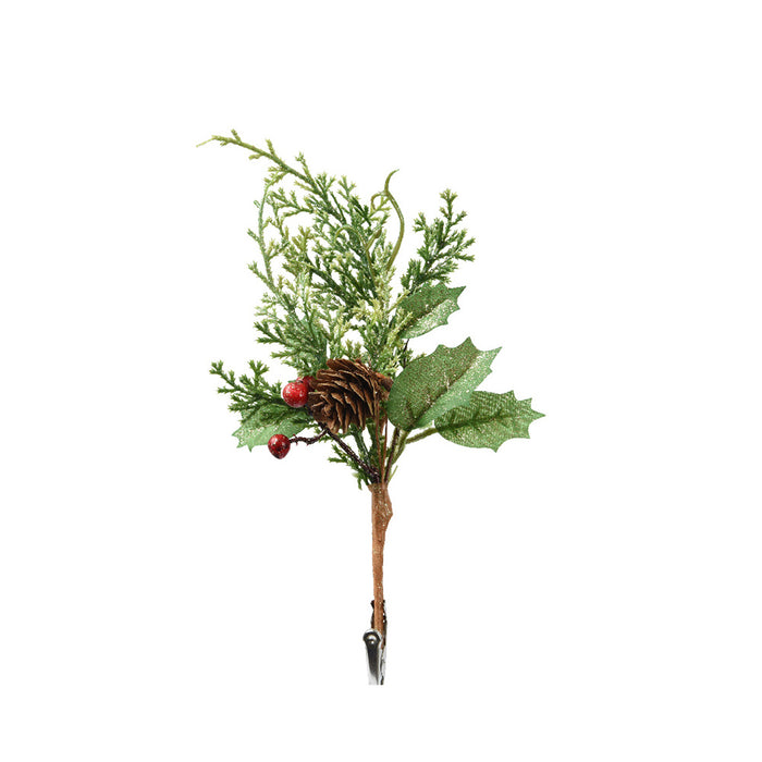 Kaemingk Glitter Berry Clip – Red Berries, Pinecones (L.4 X W.10 X H.21Cm)