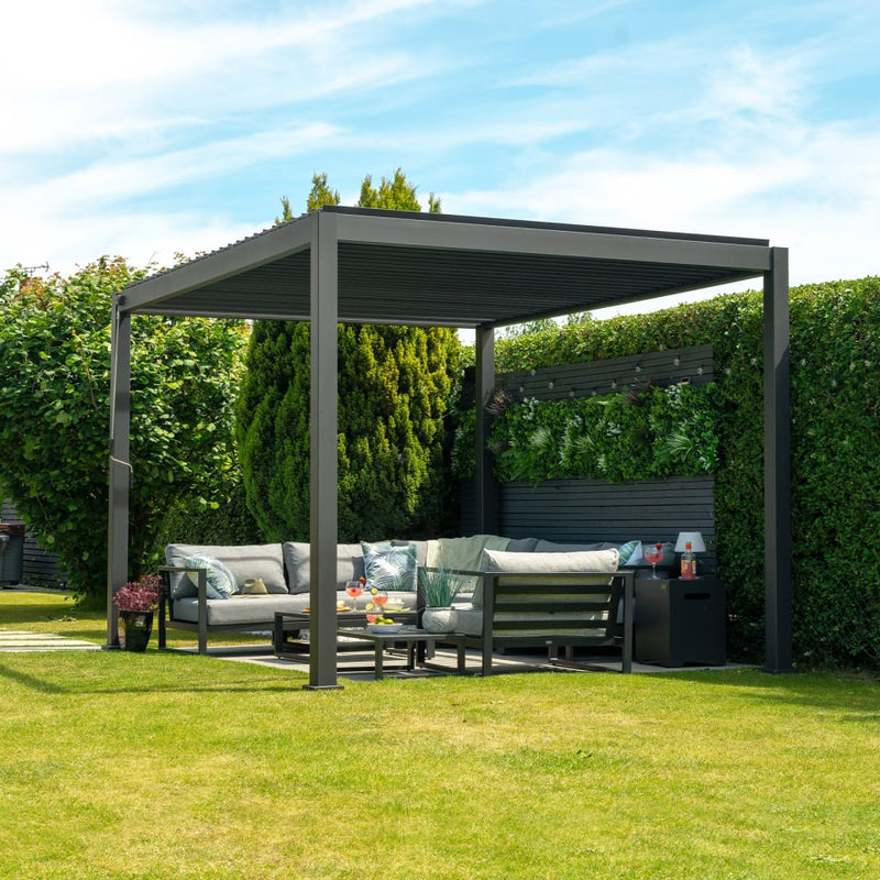 NOVA Titan Aluminium Pergola in Graphite Grey - 3.0m x 3.0m Free Standing