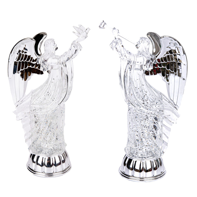 SHATCHI Light Up Christmas Angel 9.5 x 14 x 29cm - Festive Assorted Decoration