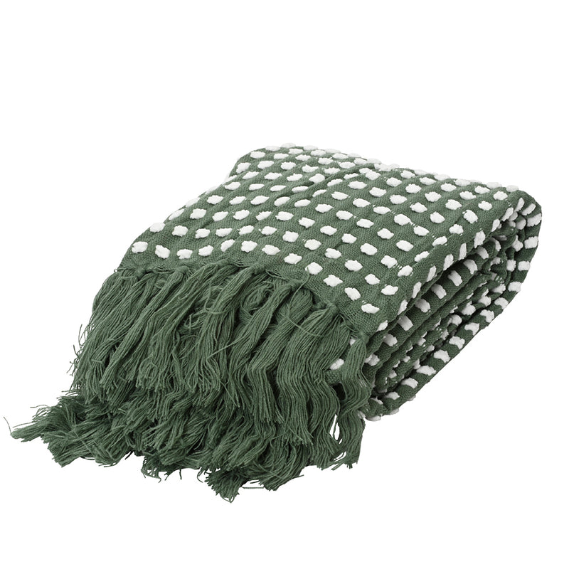 Kaemingk Green Throw Acrylic Check (L.170cm X W.130cm)