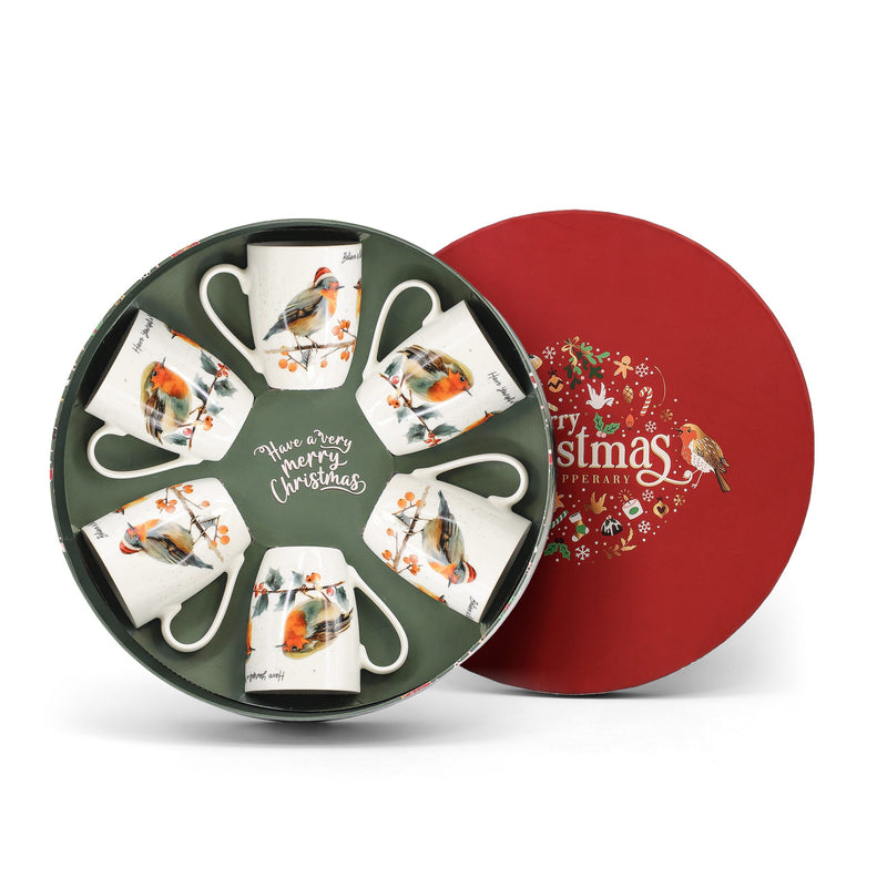 Allied Imports Christmas Robin Mugs – Set of 6