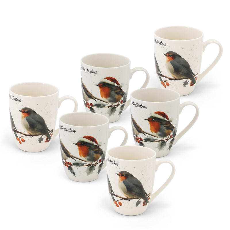 Allied Imports Christmas Robin Mugs – Set of 6