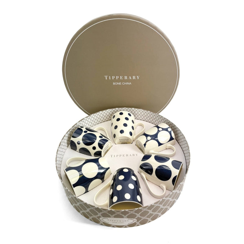 Set of 6 polka dot mugs in a Tipperary branded gift box.