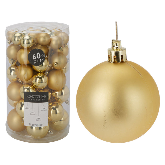 Koopman Xmas Balls Set 60Pcs Gold