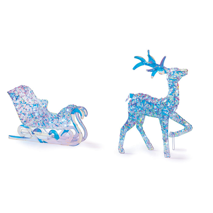 Premier Lit Iridescent Twist Sleigh With Reindeer (83cm)