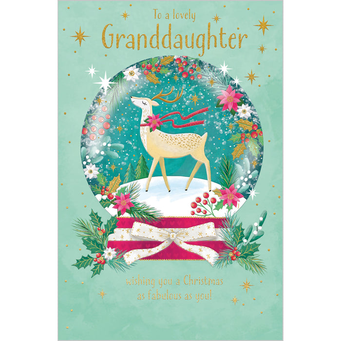 Abacus Xmas Singles Relation - Granddaughter Snowglobe With Deer