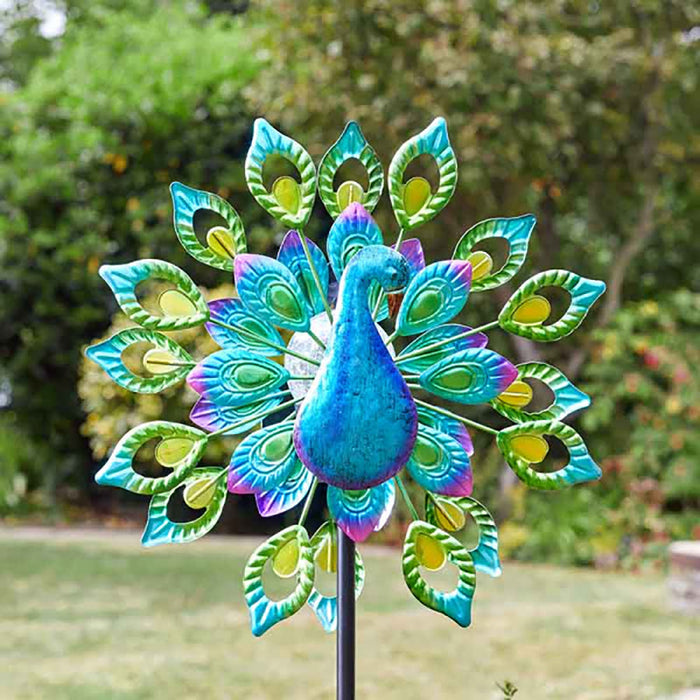Smart Solar Wind Spinners Peacock