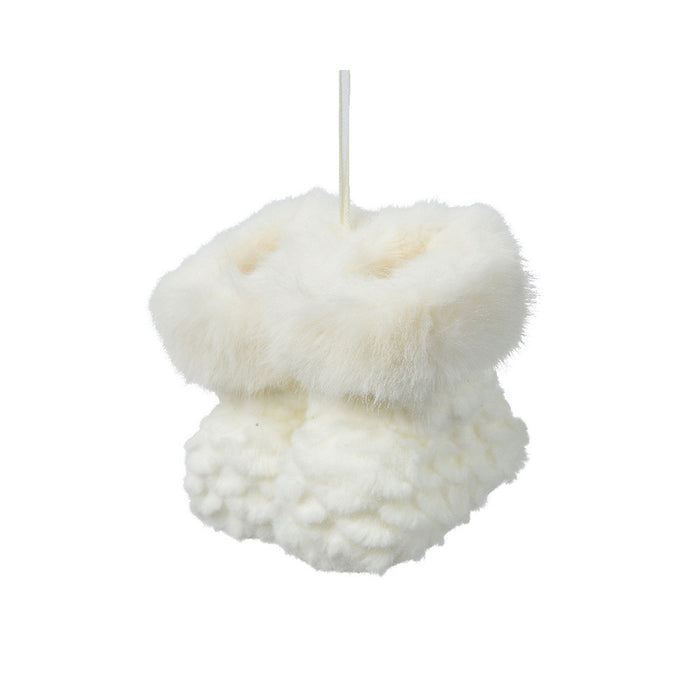 Kaemingk Boots With Faux Fur With Bow White (L.8Cm X W.8Cm X H.10Cm)