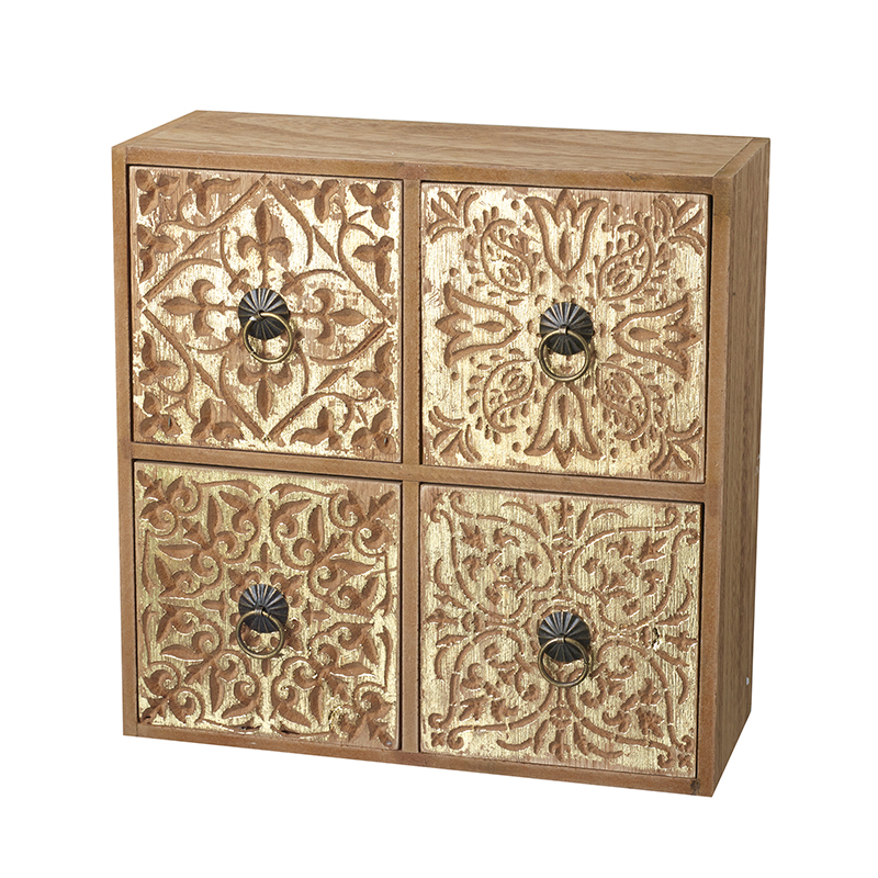 Heaven Sends Square Gold And Wooden Drawers