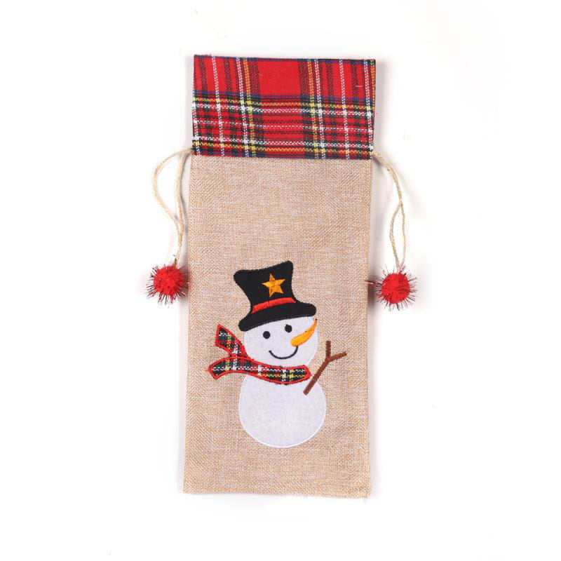 SHATCHI 30cm Tartan Hessian Wine Bottle Bag - Christmas Gift Bag