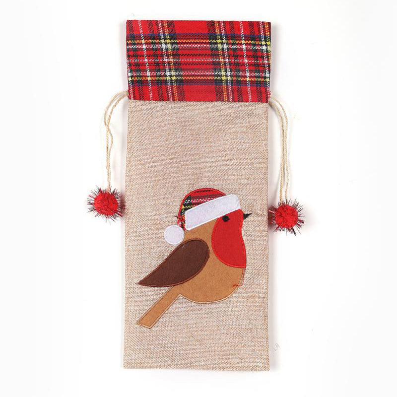 SHATCHI 30cm Tartan Hessian Wine Bottle Bag - Christmas Gift Bag