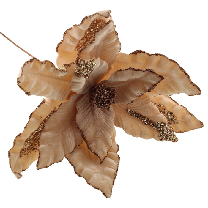 Sage Decor Velvet Peach Poinsettia (70cm)