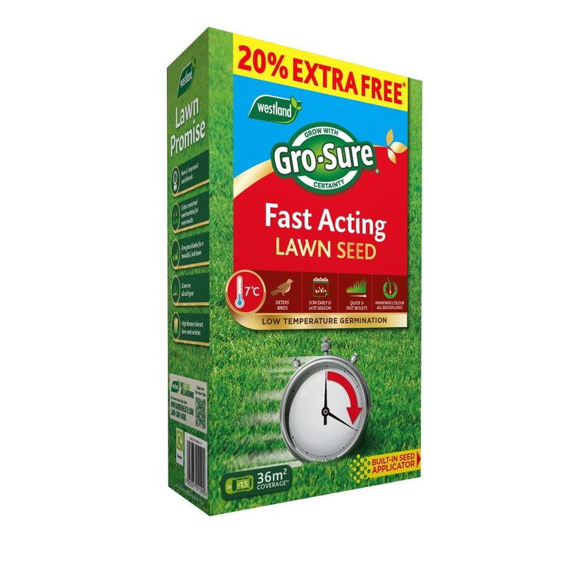 Westland Gro-Sure Fast Acting Lawn Seed 30m2 + 20% XF Box EQP