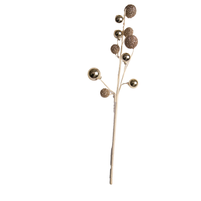 SHATCHI 61cm Champagne Ball Spray - Christmas Floral Stem