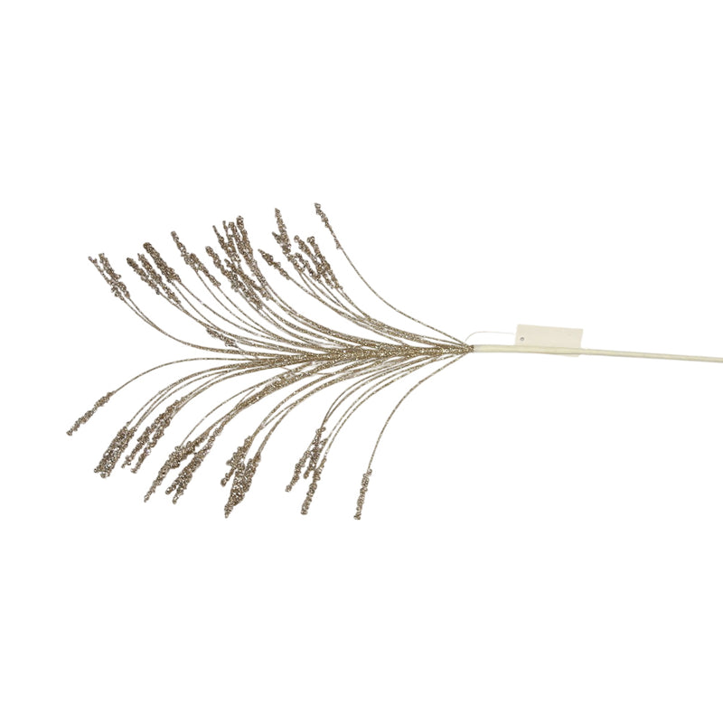 SHATCHI 60cm Champagne Glitter Grass Spray - Christmas Floral Stem