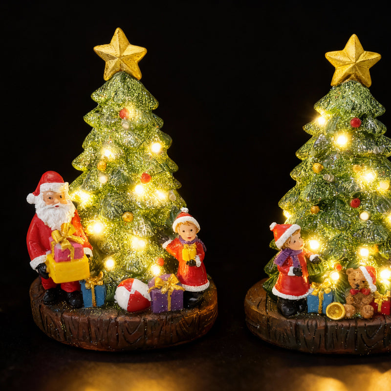 SHATCHI 15.2cm Battery LED Resin Christmas Tree - 2 Assorted