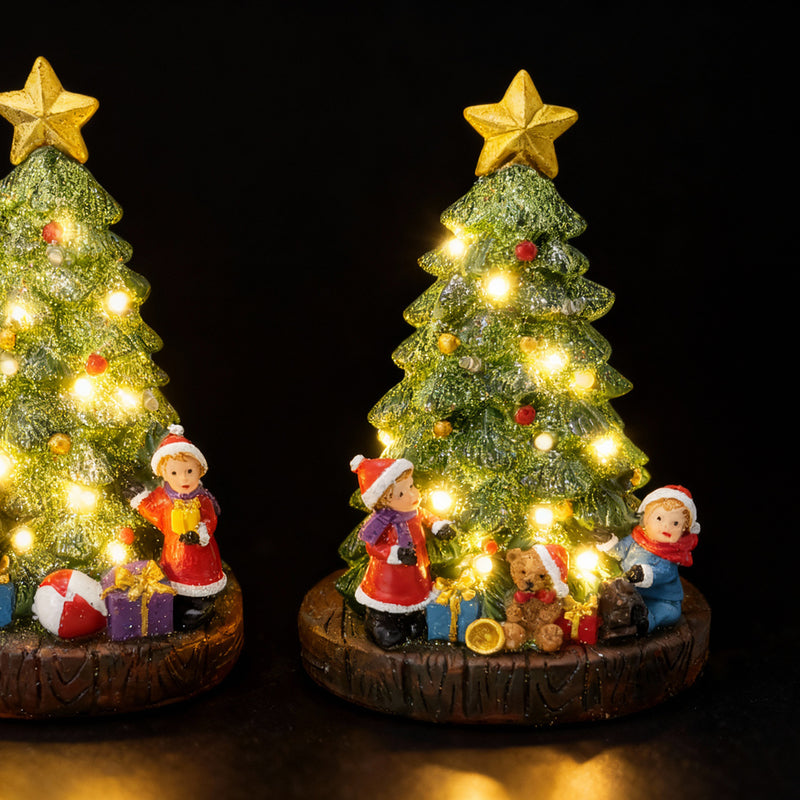 SHATCHI 15.2cm Battery LED Resin Christmas Tree - 2 Assorted