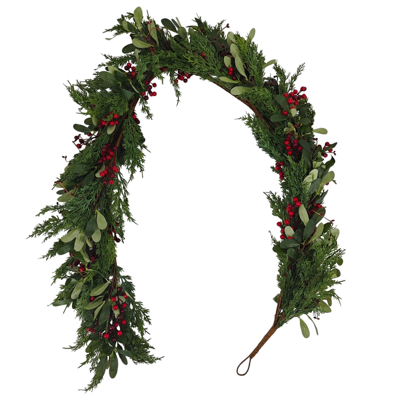 SHATCHI 6ft Christmas Garland - Festive Mantel & Stair Decoration