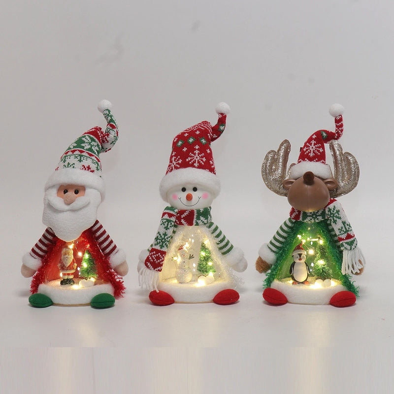 Shatchi B/O LED 35cm Sitting Santa Snowman Deer w/ Lit Scene Assorted