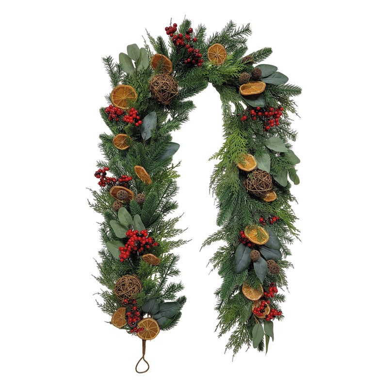 SHATCHI 2.7m Berry & Fruit Woodland Christmas Garland