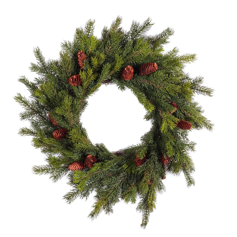 SHATCHI 60cm Fir Christmas Wreath with Pine Cones