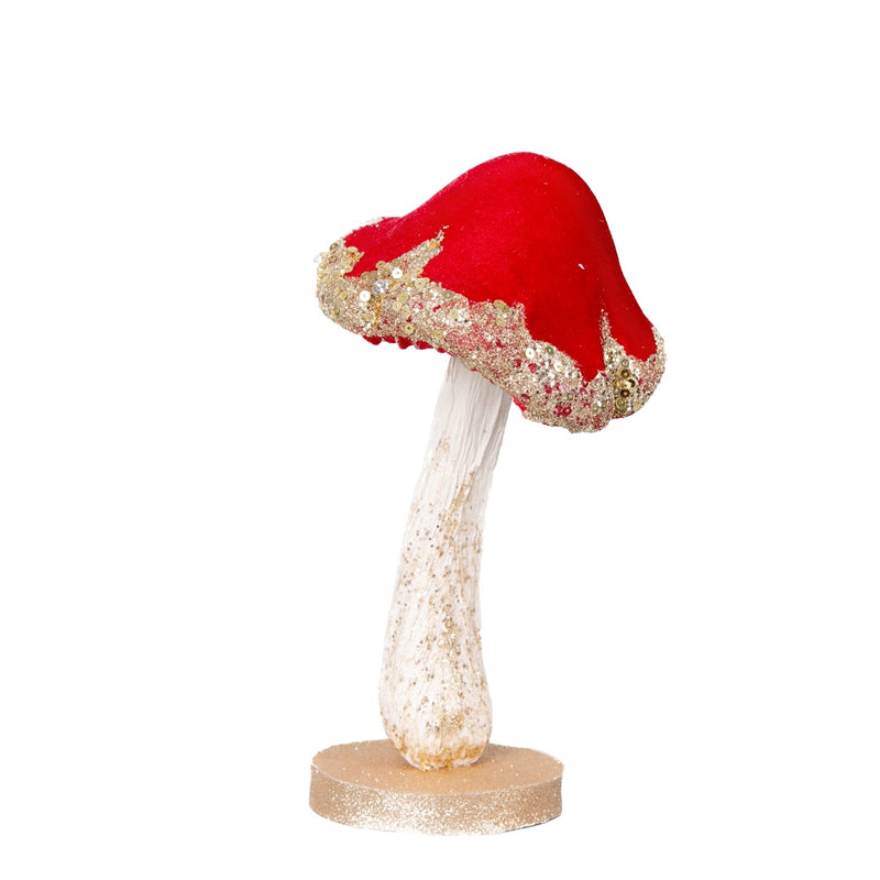 SHATCHI 22cm Red Velvet Mushroom - Christmas Decoration
