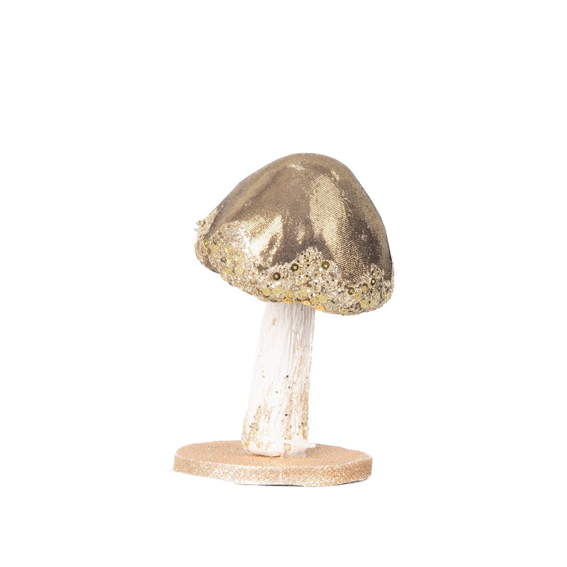 SHATCHI 13cm Gold Velvet Mushroom - Christmas Decoration