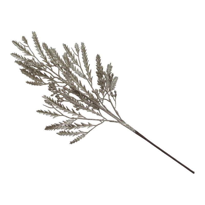 SHATCHI 60cm Champagne Hemlock with Buds - Christmas Floral Stem