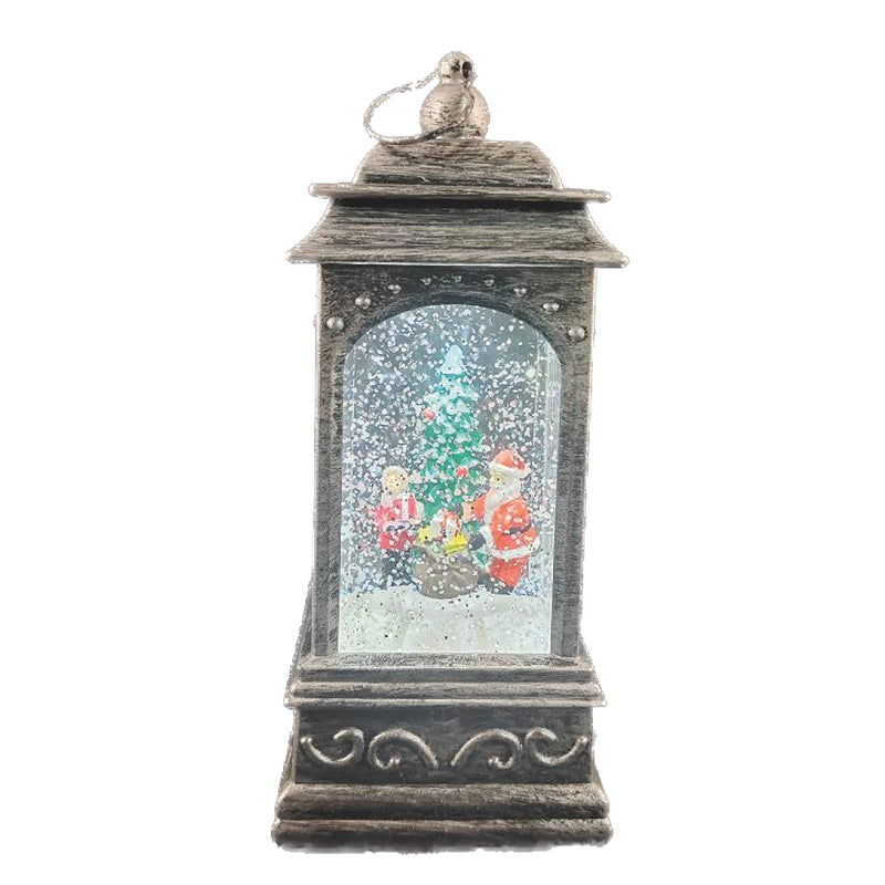SHATCHI 21cm Silver Musical Water Lantern Santa - Battery & USB