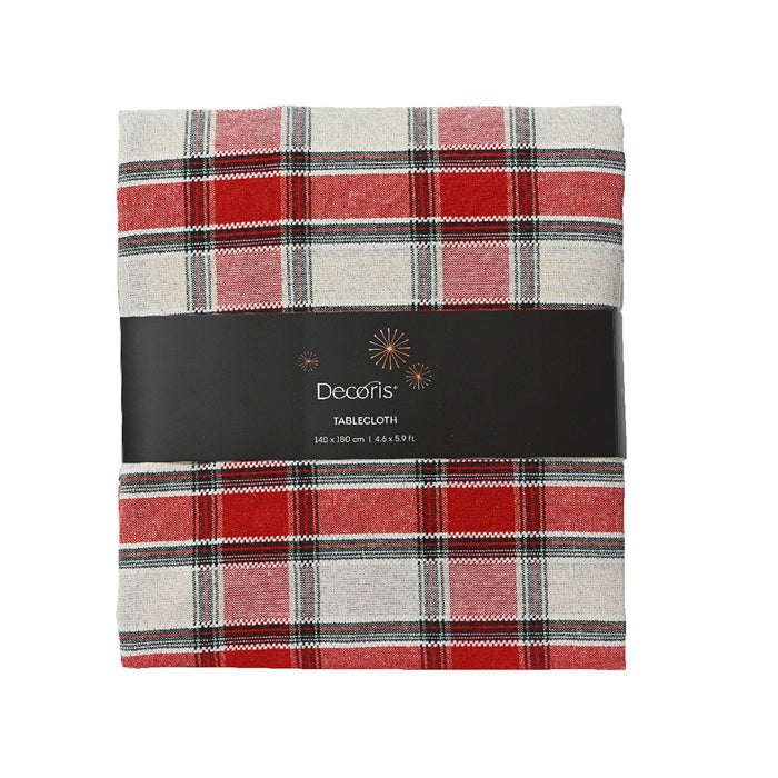 Kaemingk Tablecloth Cotton Tartan Check Green/Red (L.180Cm X W.140Cm)