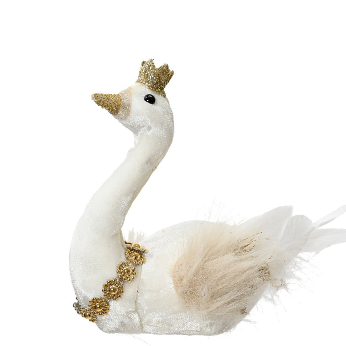 Kaemingk White Velvet Royal Swan (13cm)