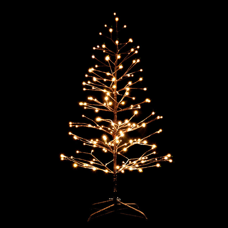 SHATCHI 5ft Brown Twig Christmas Tree with 184 Warm White LEDs