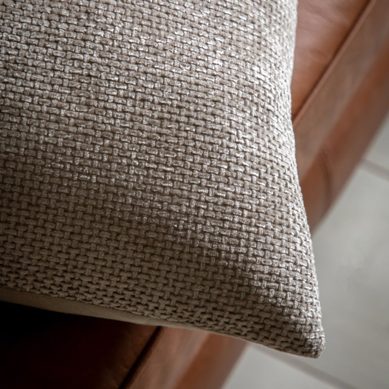 Gallery Basketweave Chenille Cushion Cream 2pk 450x450mm Poly Filled Cream